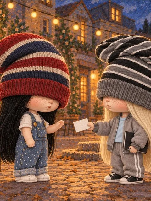A second Nono hands a card to the singer by the fountain